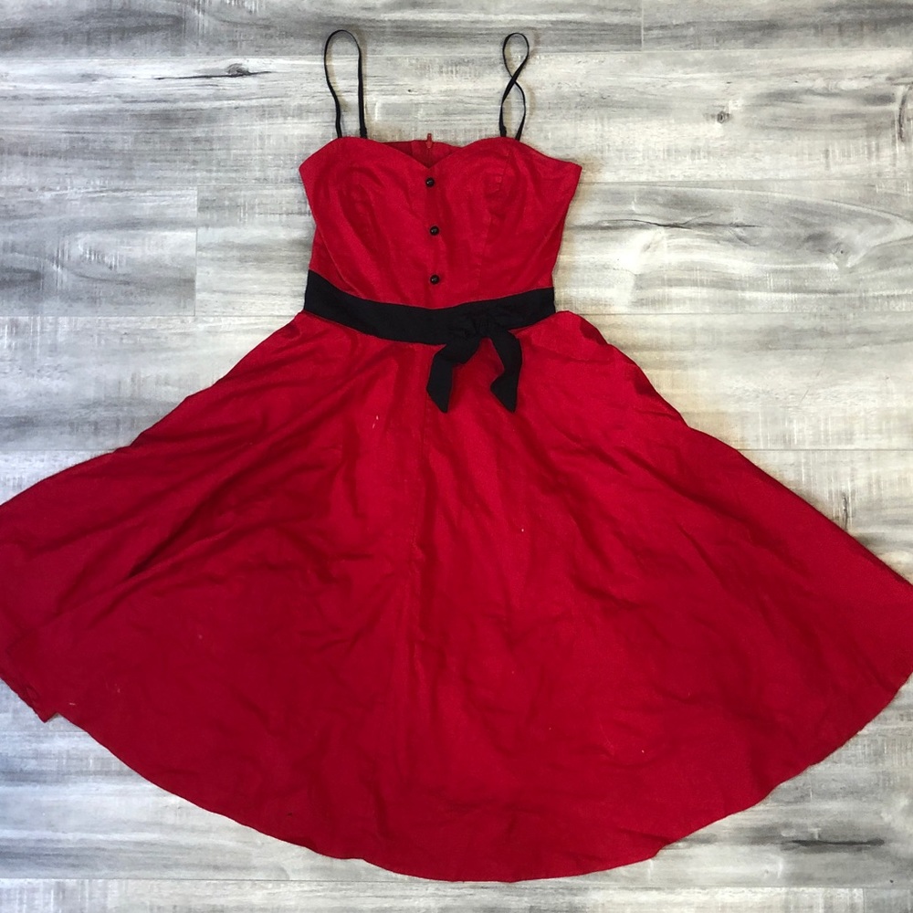 Lucky Thirteen cherry red swing retro pinup dress